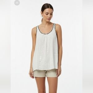 Decree White Striped Studded Tank Boho Festival L